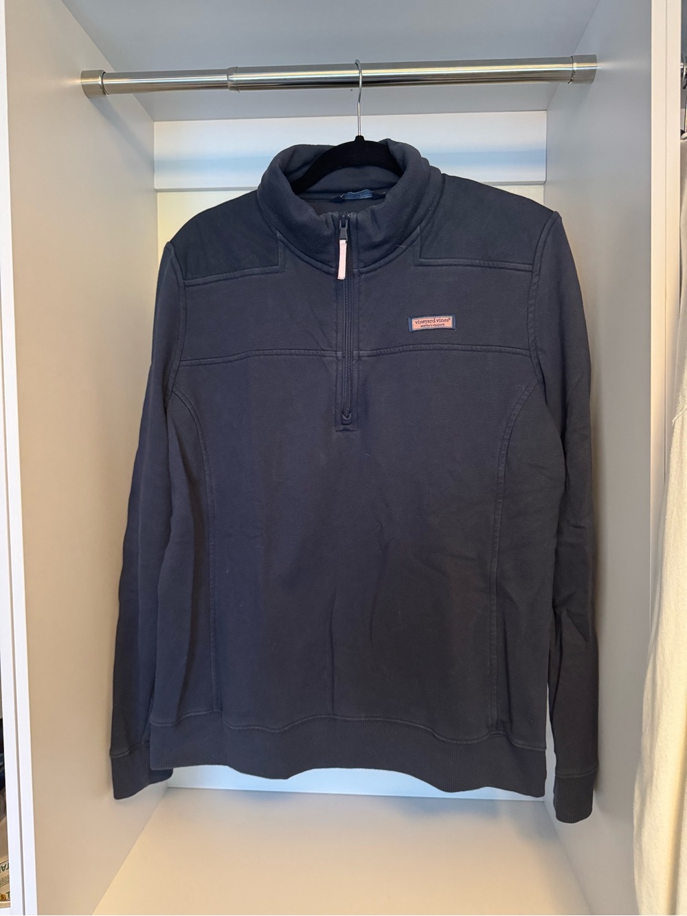 Vineyard Vines Navy Quarter-Zip Pullover with Pink Trim